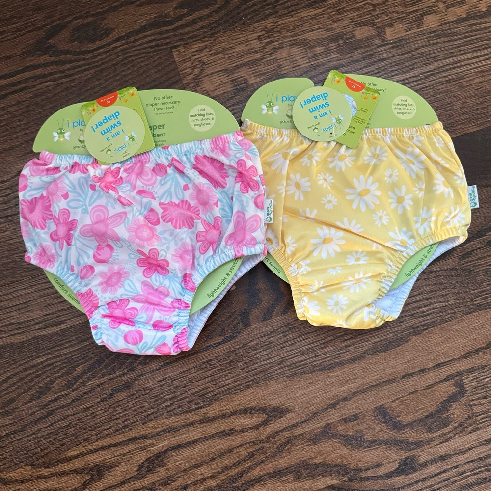 NWT i play Reusable Pink and Yellow Floral Swim Diapers | 4T